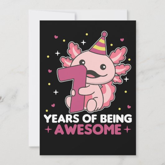7e verjaardag Axolotl 7 jaar oude zoete Axolotl Kaart (Voorkant)