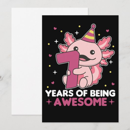 7e verjaardag Axolotl 7 jaar oude zoete Axolotl Kaart (Voorkant / Achterkant)