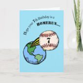 7e verjaardag Baseball Home Run Kaart (Voorkant)