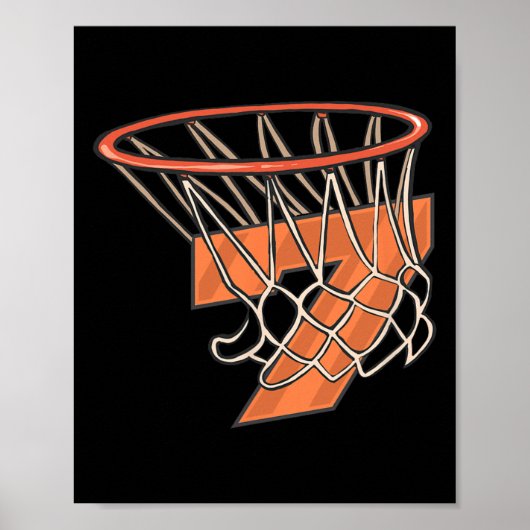 7e Verjaardag Basketbal 7 Jaar Oud Kind voor Verja Poster (Voorkant)