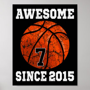 7e verjaardag Basketball Player 7 jaar oude Vintag Poster