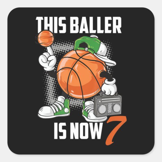 7e verjaardag Basketbalspeler Funny 7 jaar oud Vierkante Sticker (Voorkant)