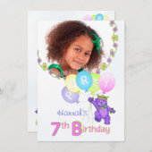 7e verjaardag Beer van prinses op maat Kaart (Voorkant / Achterkant)