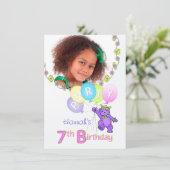 7e verjaardag Beer van prinses op maat Kaart (Staand voorkant)