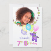 7e verjaardag Beer van prinses op maat Kaart (Voorkant)