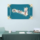 7e verjaardag Blauwgroen foto Collage Blue Yellow Spandoek (Beurs)