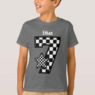 7e verjaardag Boy Checked Star Custom Name V08 T-shirt