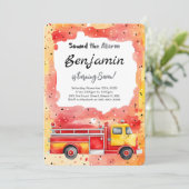 7e verjaardag brandweerwagen kaart (Staand voorkant)