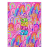 7e Verjaardag Bright Rainbow Gold Glitter Tafelkleed (Voorkant)