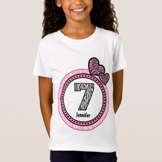 7e verjaardag Cadeau Zebra Polka Dot Pattern V03C T-shirt (Voorkant)