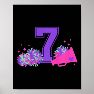 7e verjaardag Cheerleading Meisje Zeven Jaar Oud C Poster