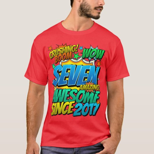 7e verjaardag Comic Style Geweldig sinds 2017 7 ja T-shirt (Voorkant)