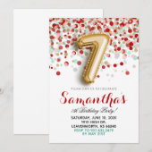 7e verjaardag Confetti Kaart (Voorkant / Achterkant)