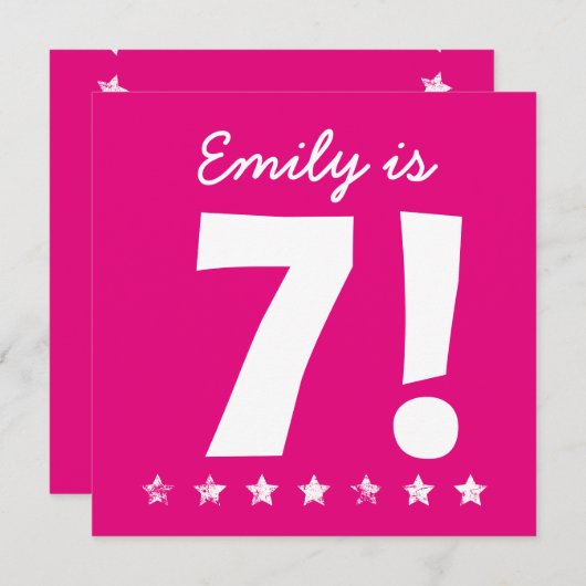 7e Verjaardag Custom Name Pink voor MEISJE A01 Kaart (Voorkant / Achterkant)
