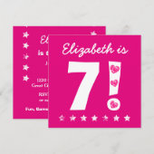 7e Verjaardag Custom Name Pink voor MEISJE A08 Kaart (Voorkant / Achterkant)