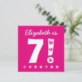 7e Verjaardag Custom Name Pink voor MEISJE A08 Kaart (Staand voorkant)