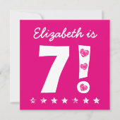 7e Verjaardag Custom Name Pink voor MEISJE A08 Kaart (Voorkant)