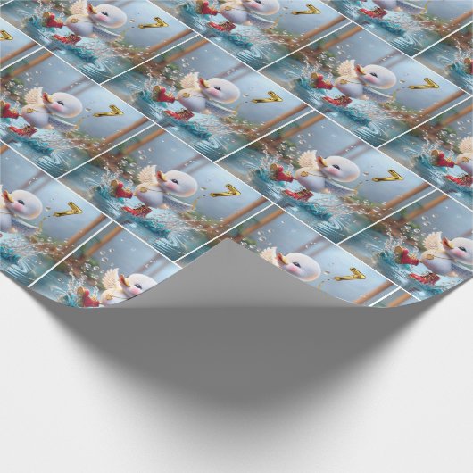 7e verjaardag Duckling dansen in een plas Cadeaupapier (Hoek)