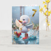7e Verjaardag Eend Dansen In Een Regenplas Kaart (Gele Bloem)