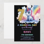 7e verjaardag Eenhoorn Verjaardag Uitnodigingen (Voorkant / Achterkant)