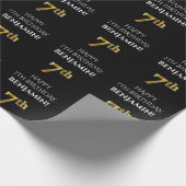 7e verjaardag: Elegant, zwart, Faux Gold look Cadeaupapier (Hoek)