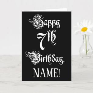 7e verjaardag: Fancy, elegant script + aangepaste Kaart