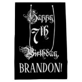 7e verjaardag: Fancy, elegant script + aangepaste Medium Cadeauzakje (Achterkant)