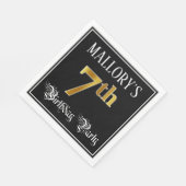 7e verjaardag — Fancy script, Faux Gold look Servet (Hoek)