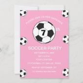 7e Verjaardag Feest Voetbal Roze Meisjes Sport Kaart (Voorkant)