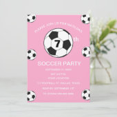 7e Verjaardag Feest Voetbal Roze Meisjes Sport Kaart (Staand voorkant)