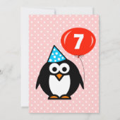 7e verjaardag feestuitnodigingen met leuke pinguïn kaart (Achterkant)