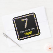 7e verjaardag: Floral Flowers Number, Custom Name Vierkante Sticker (Envelop)