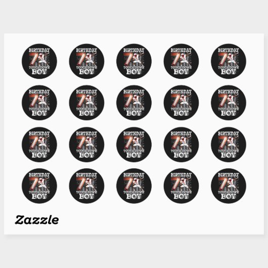 7e Verjaardag Football Boy - 7 jaar oud Kind Footb Ronde Sticker (Vel)