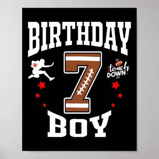 7e Verjaardag Football Boy Shirt - 7 jaar oud Kind Poster (Voorkant)
