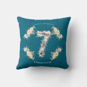 7e verjaardag Foto Blauwgroen Collage Blue Yellow  Kussen (Achterkant)