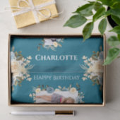 7e verjaardag Foto Collage Blauwgroen Blauw Gele B Tissuepapier (Geschenk)