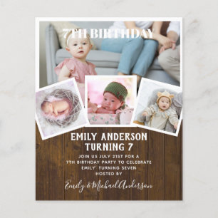 7e verjaardag Foto collage Invite Boy Girl gemengd Flyer