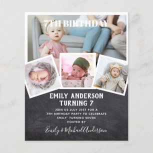 7e verjaardag Foto collage Invite Boy Girl gemengd Flyer