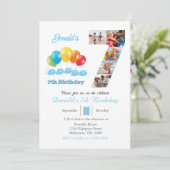 7e verjaardag foto collage nummer 7 Jongen Kaart (Staand voorkant)