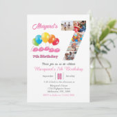 7e verjaardag foto collage nummer 7 Meisje Kaart (Staand voorkant)