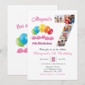 7e verjaardag foto collage nummer 7 Meisje Kaart (Voorkant / Achterkant)