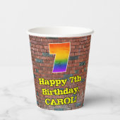 7e verjaardag: Fun Graffiti-geïnspireerde regenboo Papieren Bekers (Achterkant)