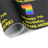 7e verjaardag: Fun, kleurrijke regenboog geïnspire Cadeaupapier (Rol Hoek)