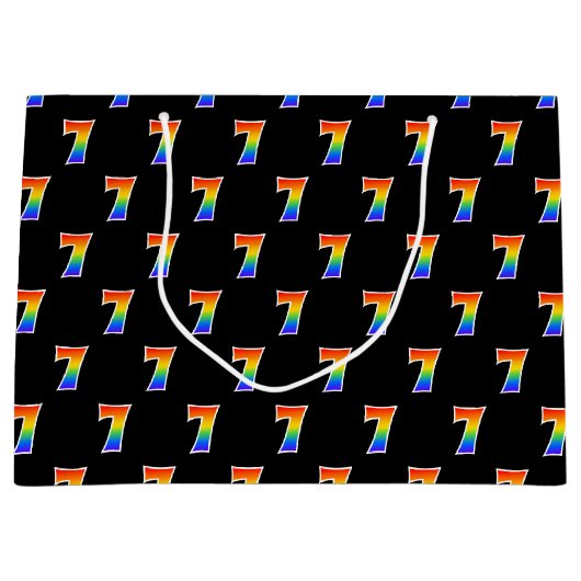 7e verjaardag: Fun Rainbow Event Number 7 Pattern Groot Cadeauzakje (Voorkant)