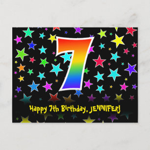 7e Verjaardag: Fun Stars Patroon, Regenboog 7, Naa Briefkaart