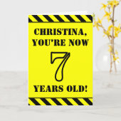 7e verjaardag: Fun Stencil Style Text, aangepaste  Kaart (Gele Bloem)