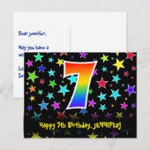 7e verjaardag: Fun sterren patroon, Regenboog 7, N Briefkaart (Voorkant / Achterkant)