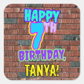 7e verjaardag - Fun, Urban Graffiti geïnspireerd K Vierkante Sticker (Voorkant)