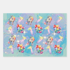 7e verjaardag gepersonaliseerde Eenhoorn cadeauver Inpakpapier Vel