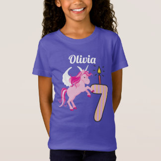 7e verjaardag Gepersonaliseerde naam Unicorn Shirt